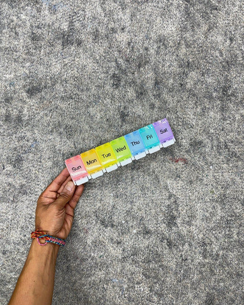 Rainbow 7-Day Weekly Pill Organizer Box