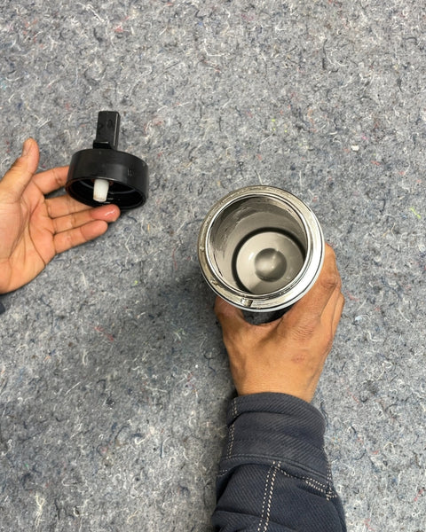 White Insulated Water Bottle with Black Lid
