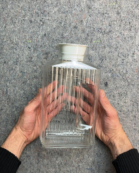 Clear Glass Pitcher with White Lid