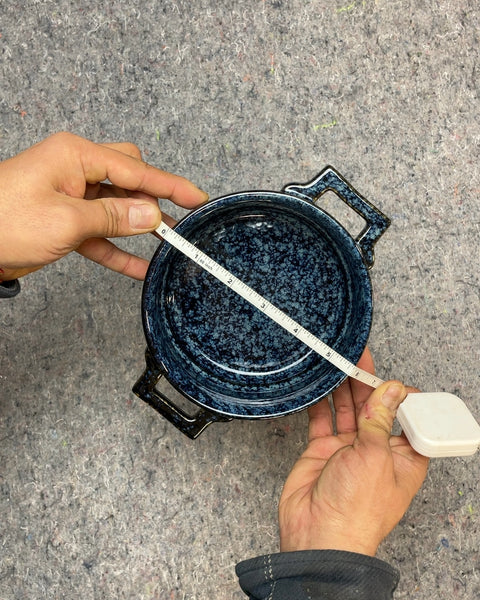 Two Small Blue Ceramic Casserole Dishes