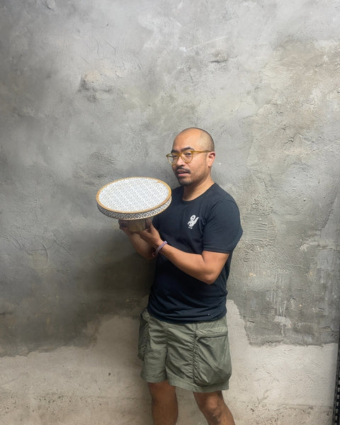 Decorative Ceramic and Wood Coffee Stand