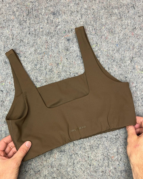 Brand New Girlfriend Collective Brown Sports Bra, Size L