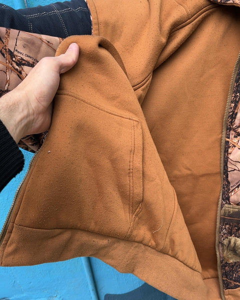 Camo Print Zip-Up Hoodie, Size L