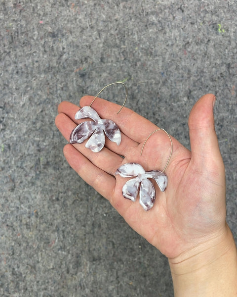 Marble Pattern Flower Drop Earrings