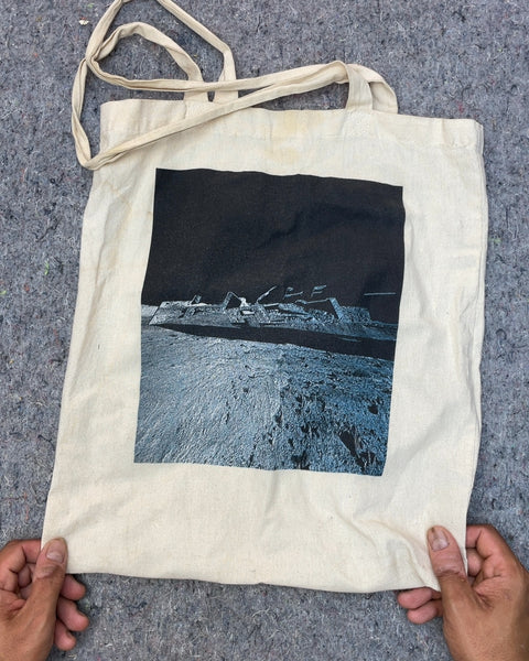 Canvas Tote Bag with Moon Surface Graphic
