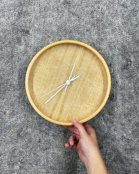Round Faux Wood Wall Clock