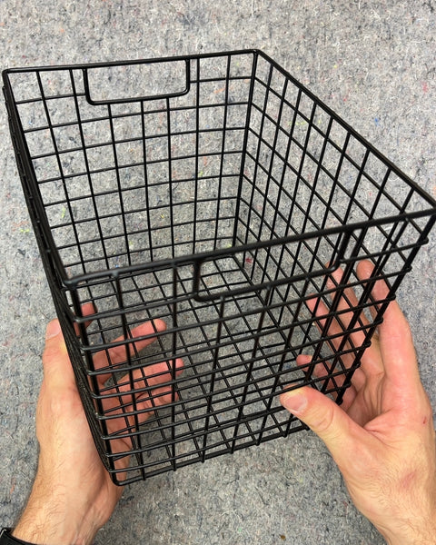 Black Metal Wire Storage Basket, L10xW8xH8"