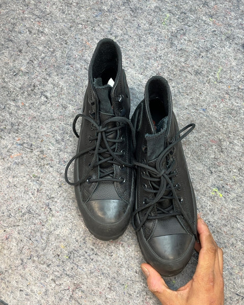 Converse Black Leather High-Top Boots, Sz 6 F US or 36.5 EU