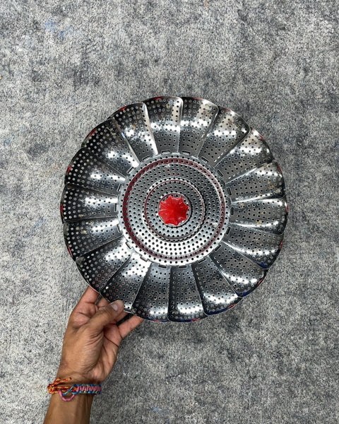 Stainless Steel Collapsible Steamer Basket with Red Knob