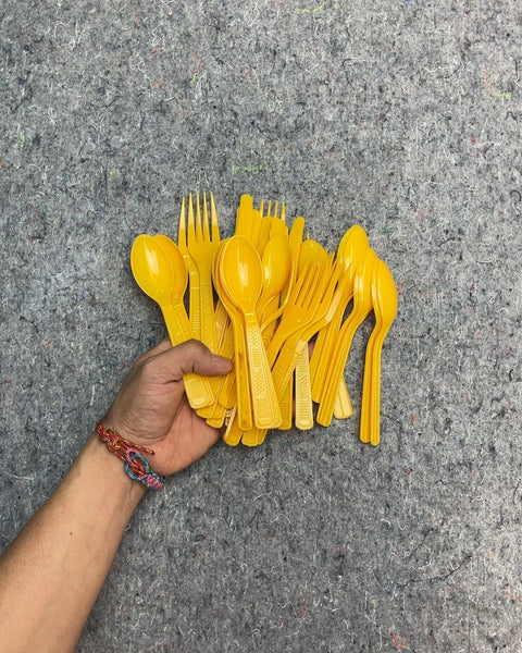 Yellow Plastic Utensil Set