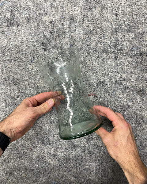 Clear Flared Glass Flower Vase, H8"