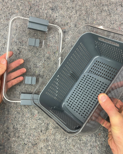 Large Plastic Produce Storage Container with Drainer