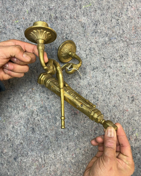 Vintage Metal Double Candle Wall Sconce, Needs a Screw