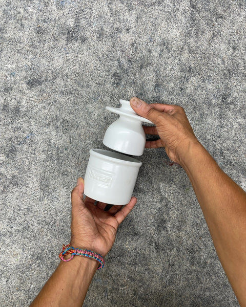 White Ceramic French Butter Bell Crock