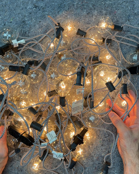 Bunch Of Outdoor String Lights with Clear Bulbs