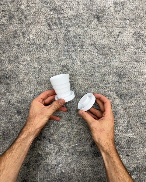 White Plastic Collapsible Travel Cup with Lid