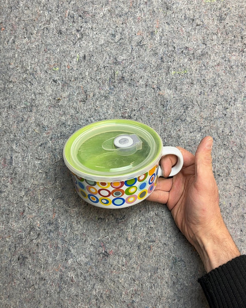 Soup Mug with Lid With Colorful Circles