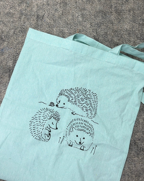 Light Blue Hedgehog Graphic Tote Bag