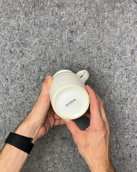 Crate & Barrel White Ribbed Ceramic Pitcher