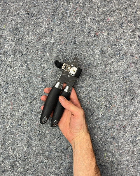 Manual Can Opener with Black Grip Handles