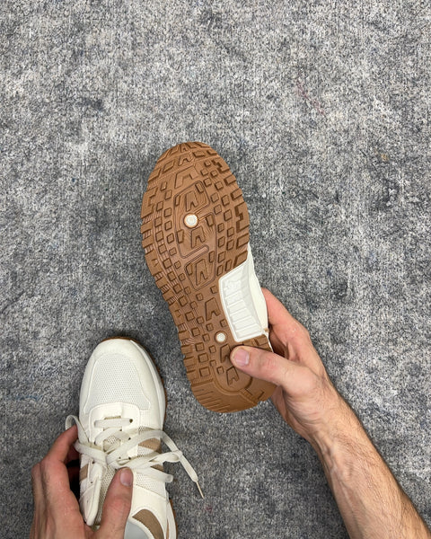 Cream and Tan Retro Looking Running Sneakers, Size 37