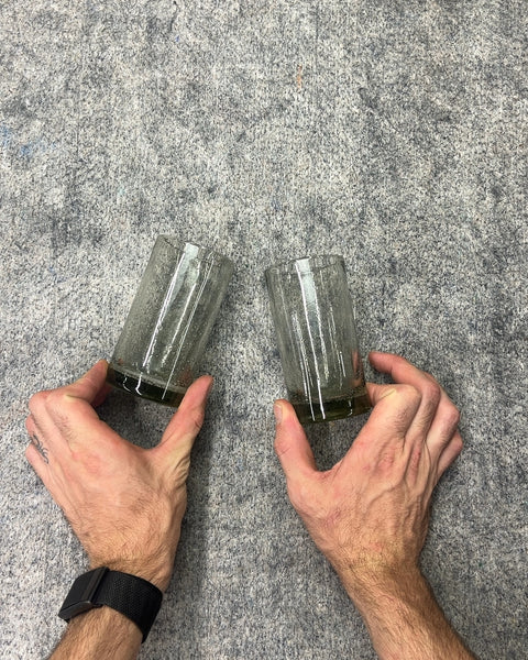 Set of 2 Cool Green Tinted Drinking Glasses