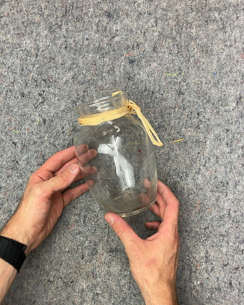 Clear Glass Vase with Raffia Tie, H7"