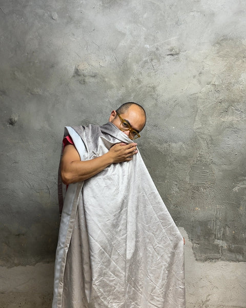 West Elm Silver Cotton & Viscose Curtain, 48x96"