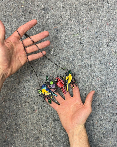 Stained Glass Birds To Hang At The Window