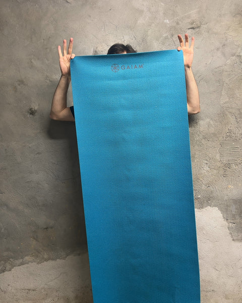 Gaiam Reversible Yoga Mat in Blue and Grey