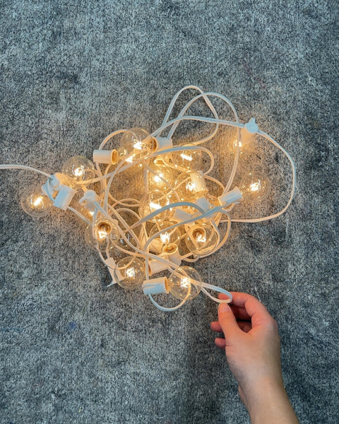 White String Lights with Clear Bulbs (Only One Bulb Out)