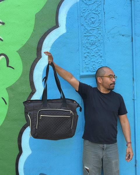 Quilted Breast Pump Compatible Tote Bag