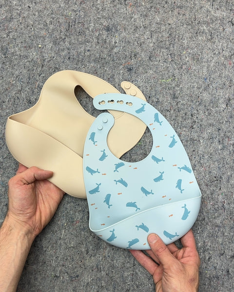 Two Silicone Baby Bibs with Food Catcher