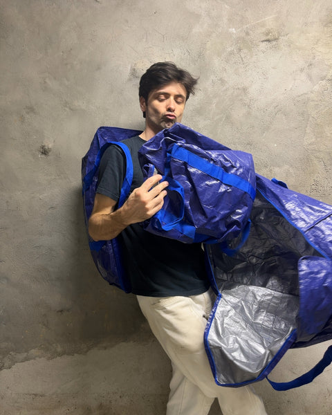 3 Blue Heavy Duty Moving and Storage Bags with Backpack Straps