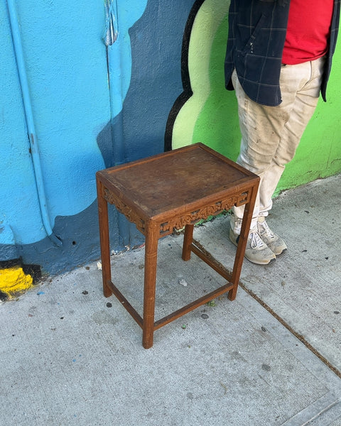 Pretty Carved Wood Side Table, W17xD13xH23"