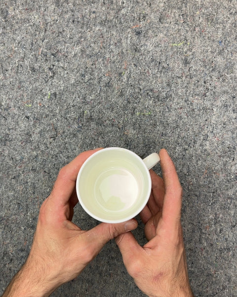 White Ceramic Apple Mug With A Small Chip