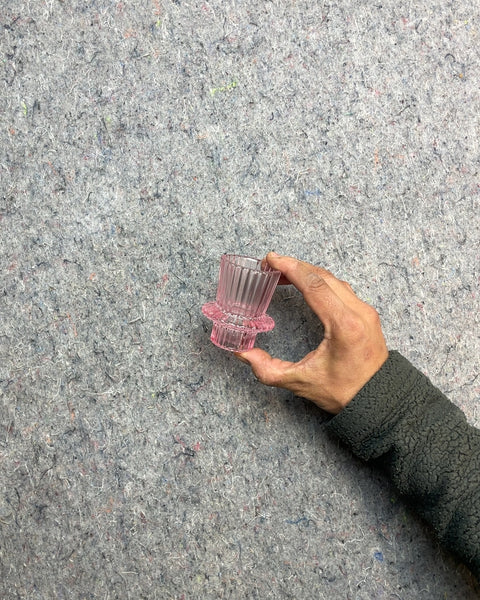 Pink Fluted Glass Votive Holder