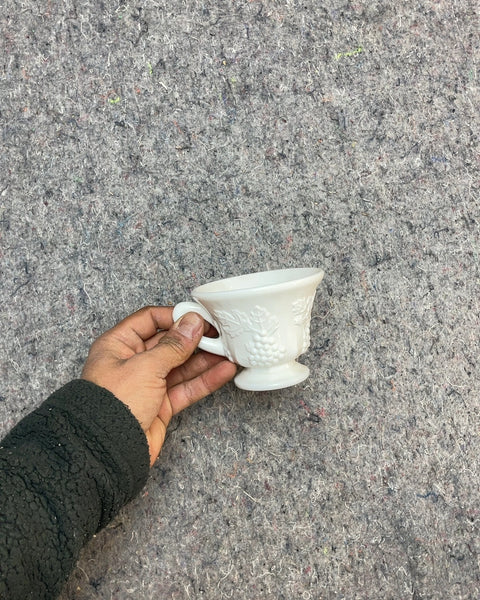 Pretty White Milk Glass Tea Cup