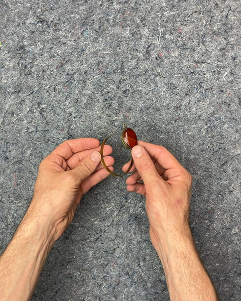 Red Stone and Brass Bracelet