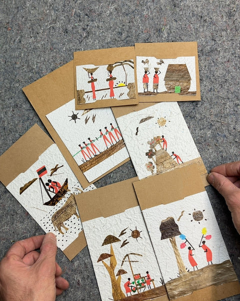 Handmade African Art Greeting Cards, Set of 6