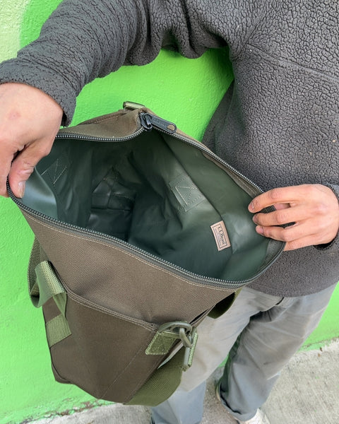 LL Bean Olive Green Tote Bag with Shoulder Strap