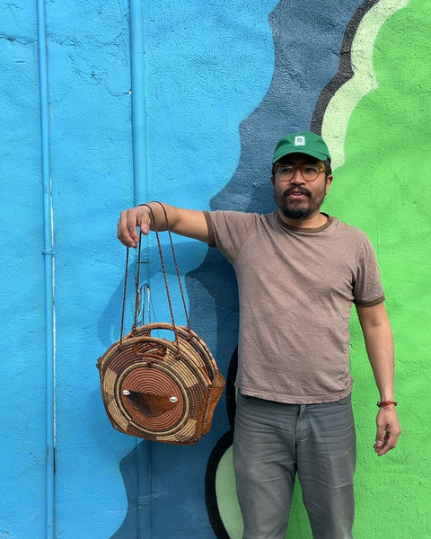 African Handmade Woven Straw and Leather Shoulder Bag