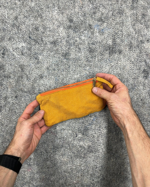 Yellow Canvas Zipper Pen Pouch