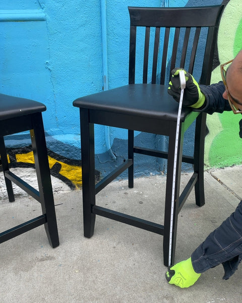 Two Black Wood Tall Chairs, Seat H23"