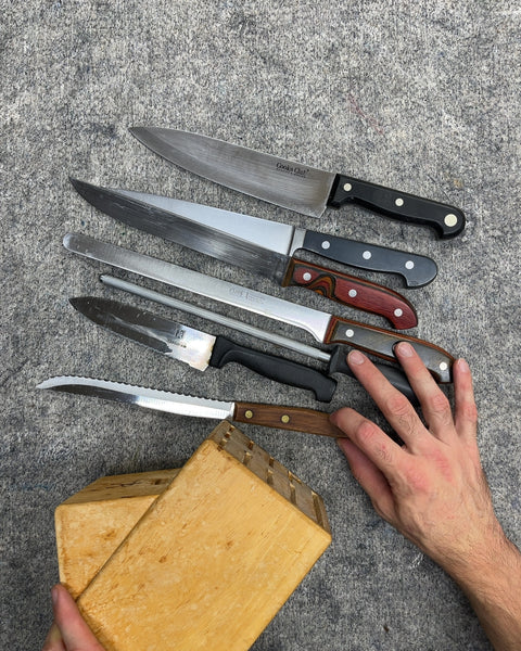J.A. Henckels Wooden Knife Block with Assorted Kitchen Knives and Honing Steel Set
