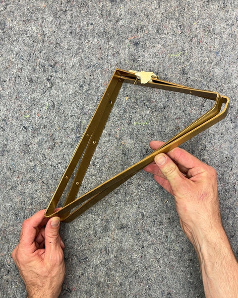 Two Gold Metal Shelf Brackets, 8x11"