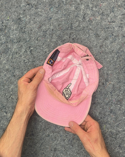 Pink Baseball Cap with Embroidered Finger