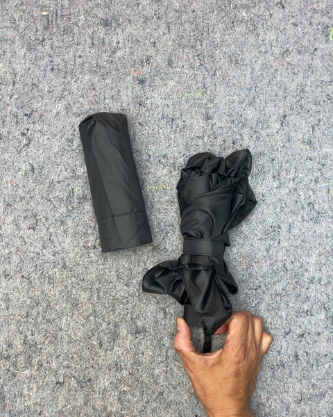 Black Compact Umbrella with Sleeve