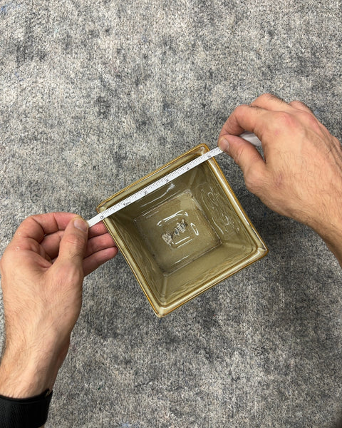 Glazed Ceramic Square Planter with Relief Band, 5"