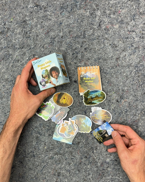 Bob Ross Happy Little Magnets with Works and Wisdom Notepad